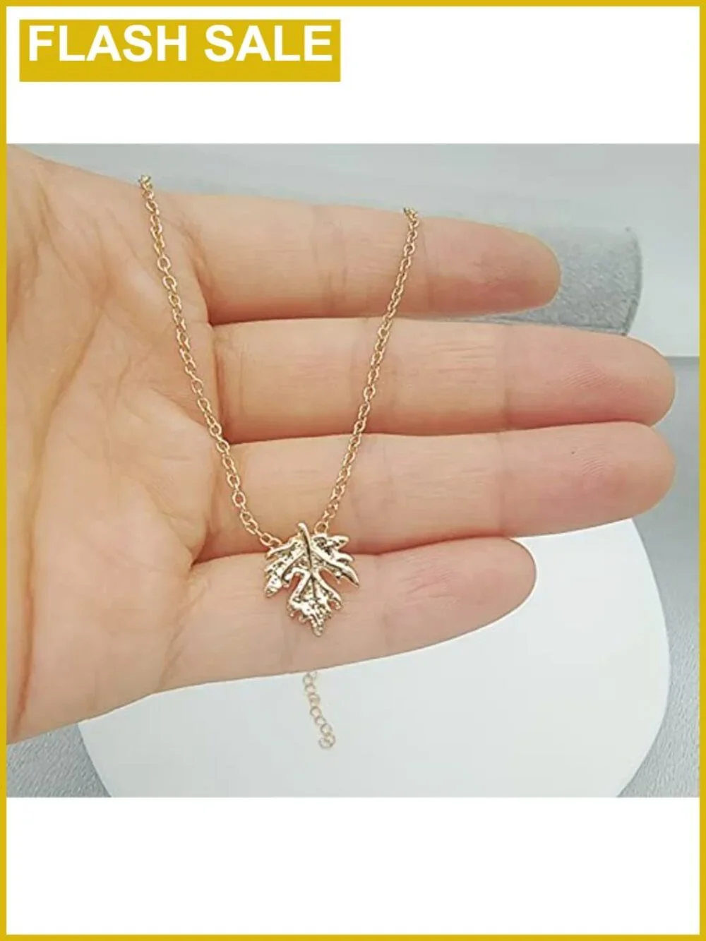 Gold Dainty Maple Leaf Pendant Necklace Fall Autumn Thanksgiving Gift